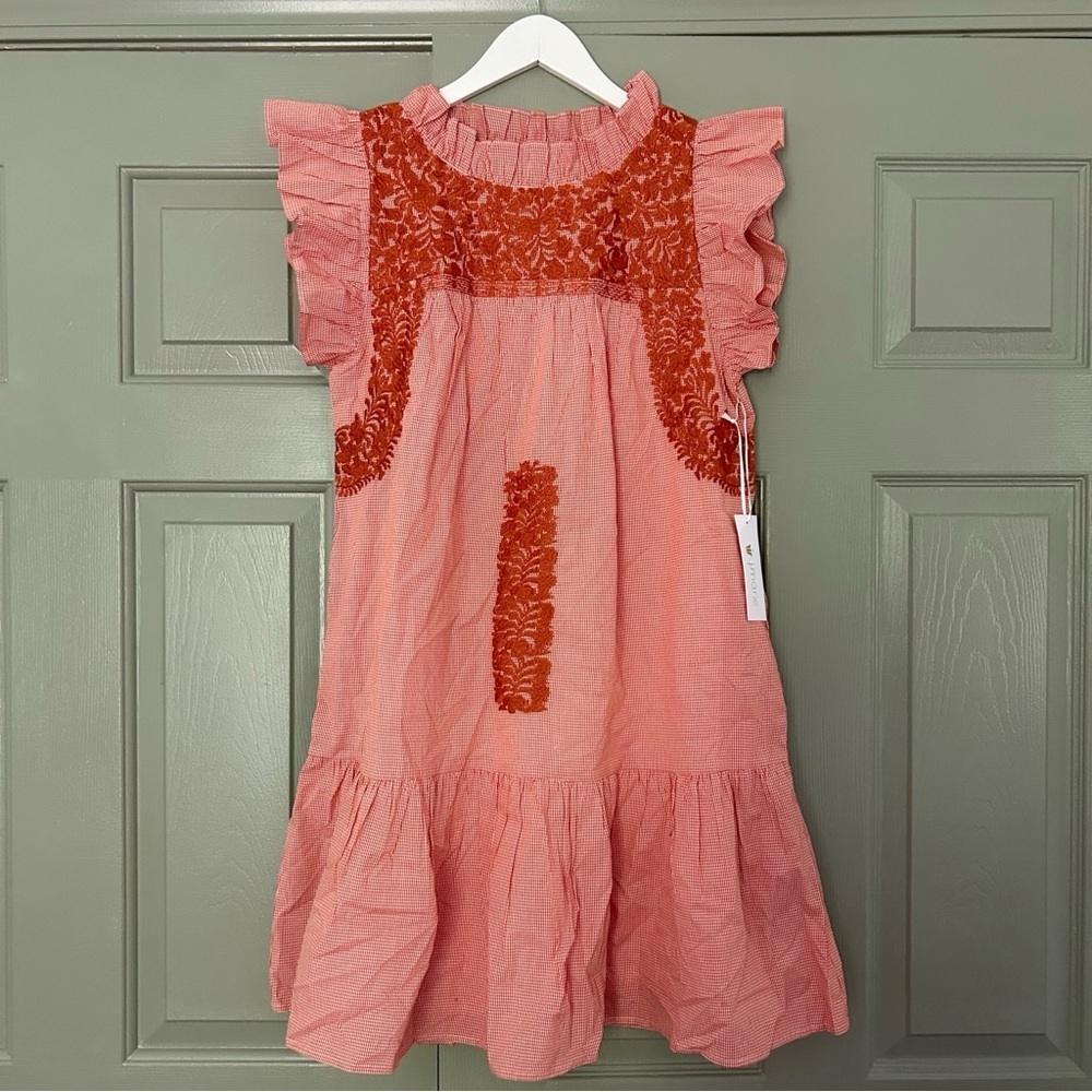 Elegant Pink and Red Ruffle Mini Dress